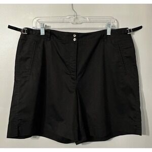 Tommy Bahama Womens Shorts Black‎ Sz 16 Adj Waist Chino Flat Front Stretch